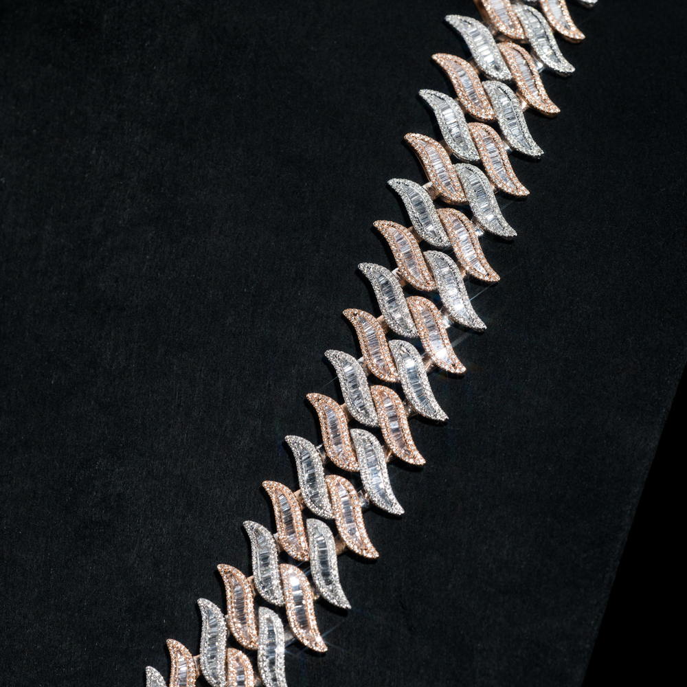 Chain Thorns Full Ice 14k White Gold and Pink with Diamonds